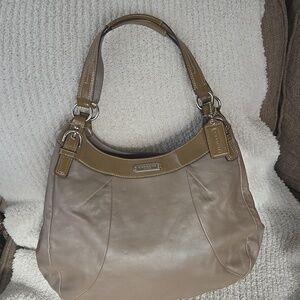 Coach Taupe Leather Shoulder Bag